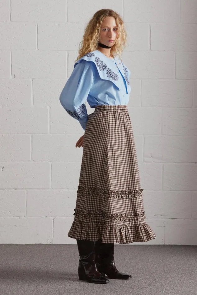 Women Tops Damson Madder Romeo Embroidered Blouse Blue