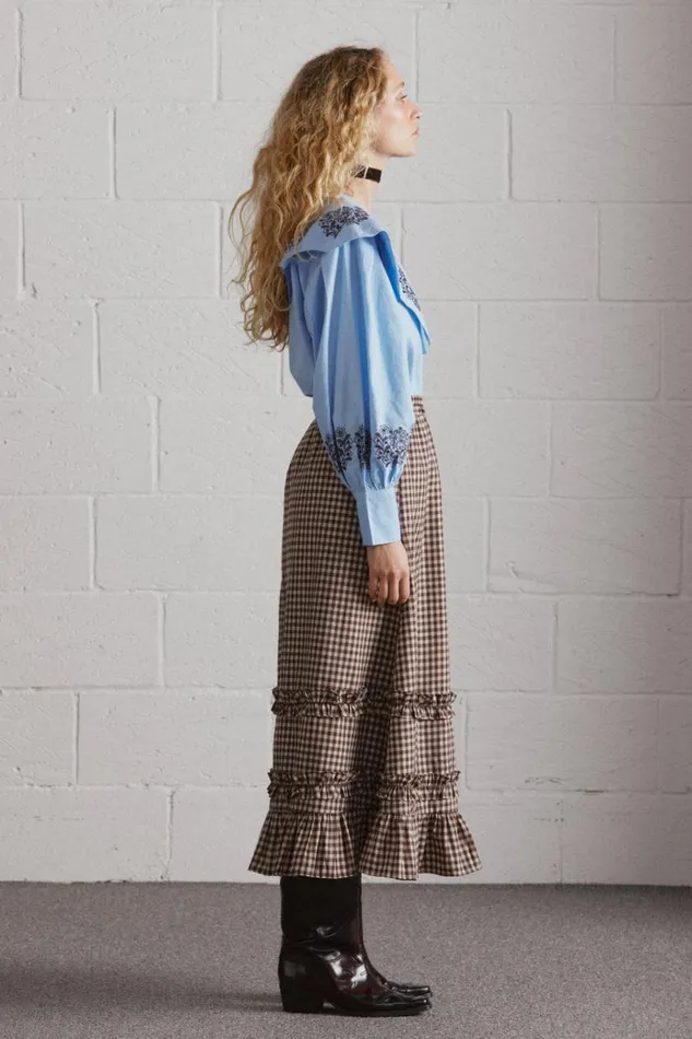 Women Tops Damson Madder Romeo Embroidered Blouse Blue