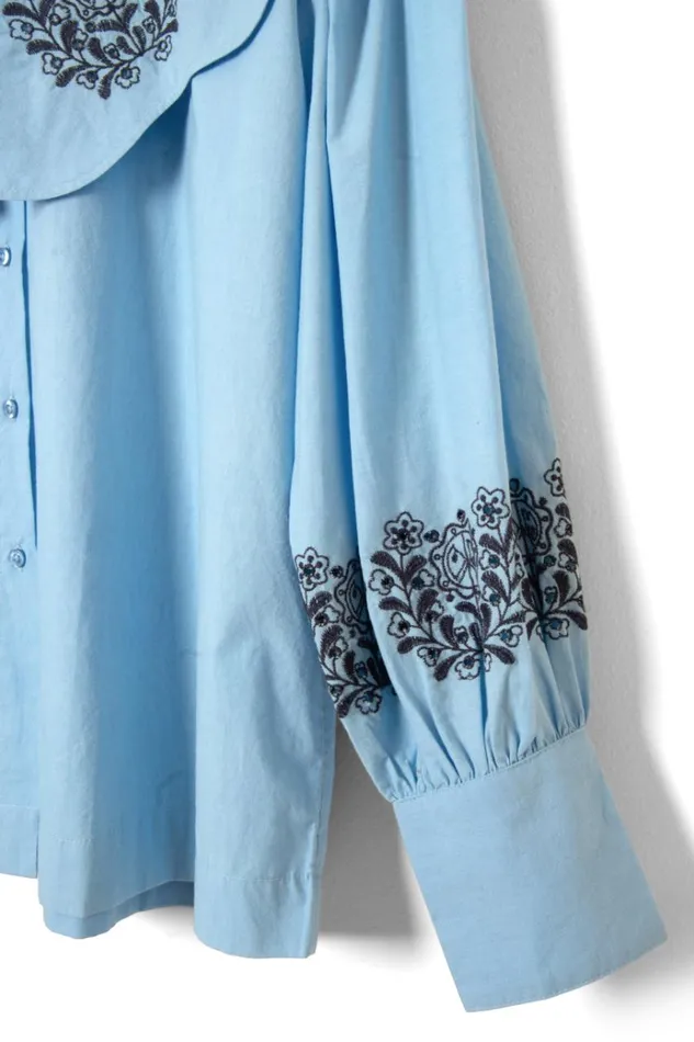 Women Tops Damson Madder Romeo Embroidered Blouse Blue