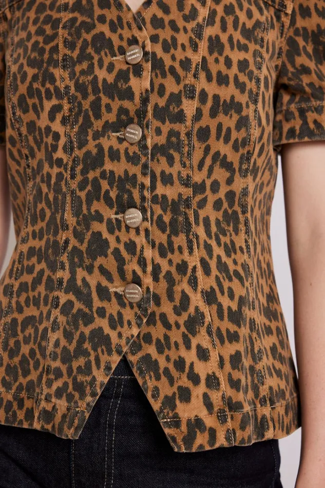 Women Tops Damson Madder Shell Denim Top 8211 Leopard