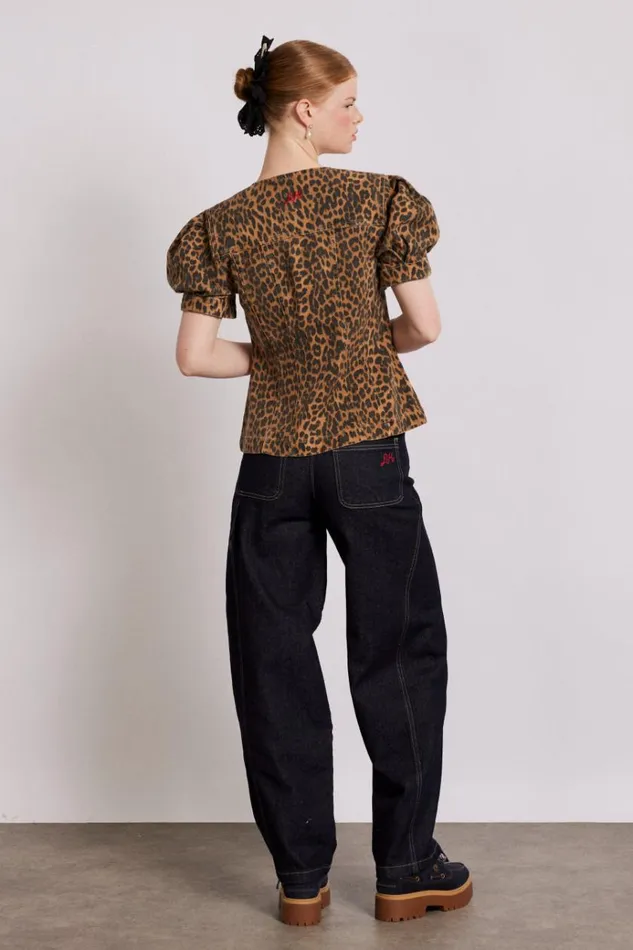 Women Tops Damson Madder Shell Denim Top 8211 Leopard