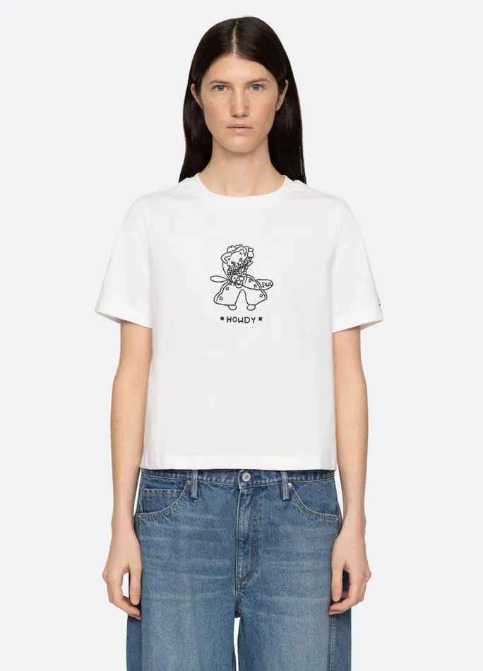 Women Tops Sea New York Howdy TShirt White