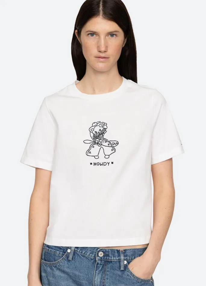 Women Tops Sea New York Howdy TShirt White
