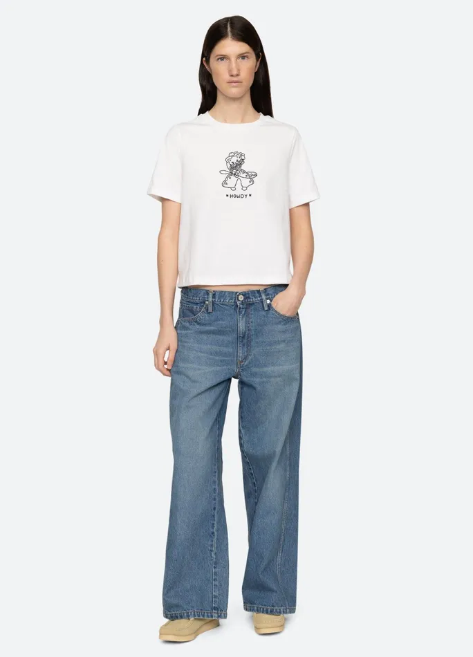 Women Tops Sea New York Howdy TShirt White