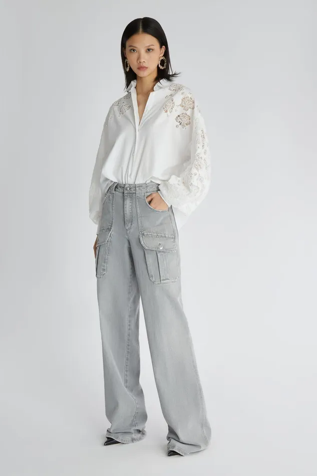 Women Trousers Ermanno Scervino Cargo Grey Pants With Pockets For Women 8211 Ermanno Scervino Grey