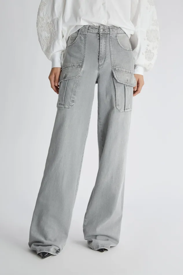 Women Trousers Ermanno Scervino Cargo Grey Pants With Pockets For Women 8211 Ermanno Scervino Grey
