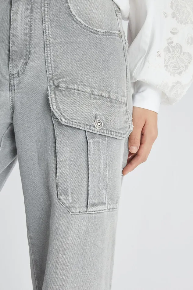 Women Trousers Ermanno Scervino Cargo Grey Pants With Pockets For Women 8211 Ermanno Scervino Grey