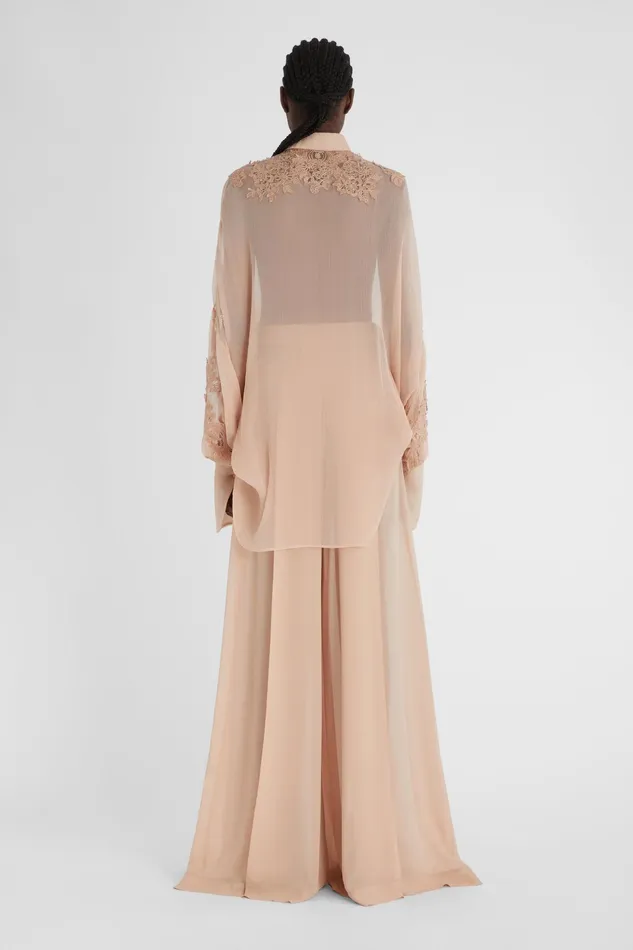 Women Trousers Ermanno Scervino Designer Pink Silk Palazzo Trousers 8211 Ermanno Scervino Brown