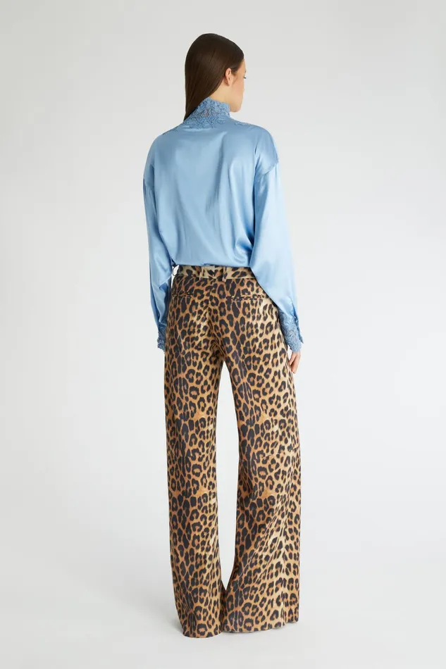 Women Trousers Ermanno Scervino Designer Spotted Print Leather Bootcut Trousers 8211 Ermanno Scervino Leopard Print
