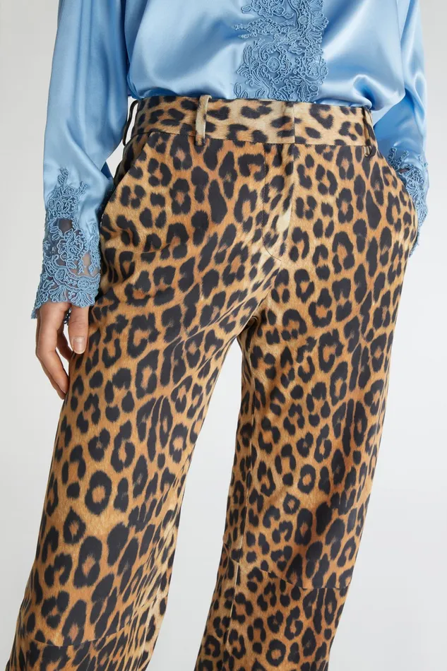 Women Trousers Ermanno Scervino Designer Spotted Print Leather Bootcut Trousers 8211 Ermanno Scervino Leopard Print