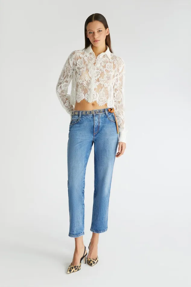 Women Trousers Ermanno Scervino Straightcut Denim Trousers Blue Denim