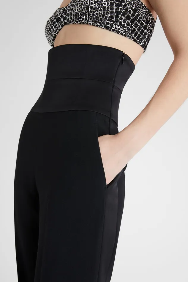 Women Trousers Ermanno Scervino Women039s Highwaisted Black Palazzo Pants 8211 Ermanno Scervino Black