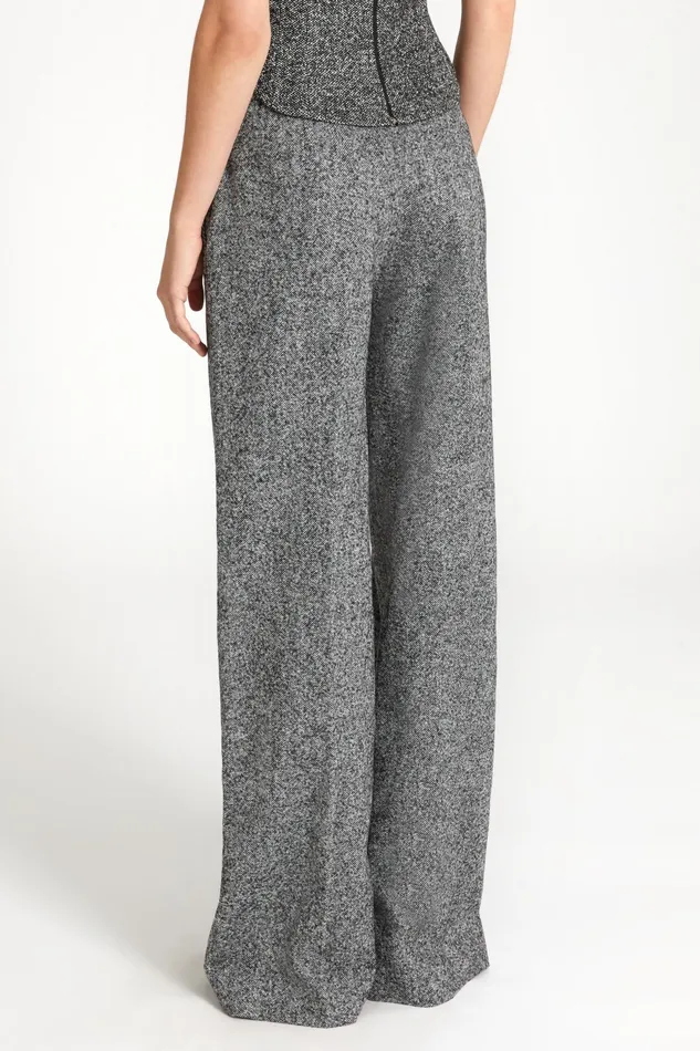 Women Trousers Ermanno Scervino Wool Herringbone Bootcut Trousers Print
