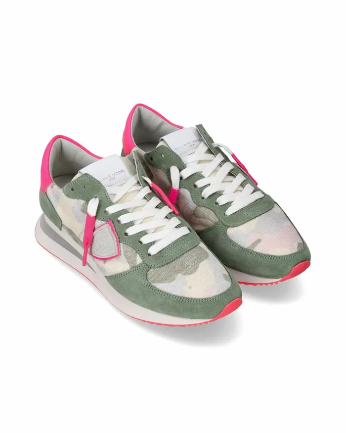 Women Trpx Sneakers Green And Fuchsia Shoes Philippe Model Paris Low