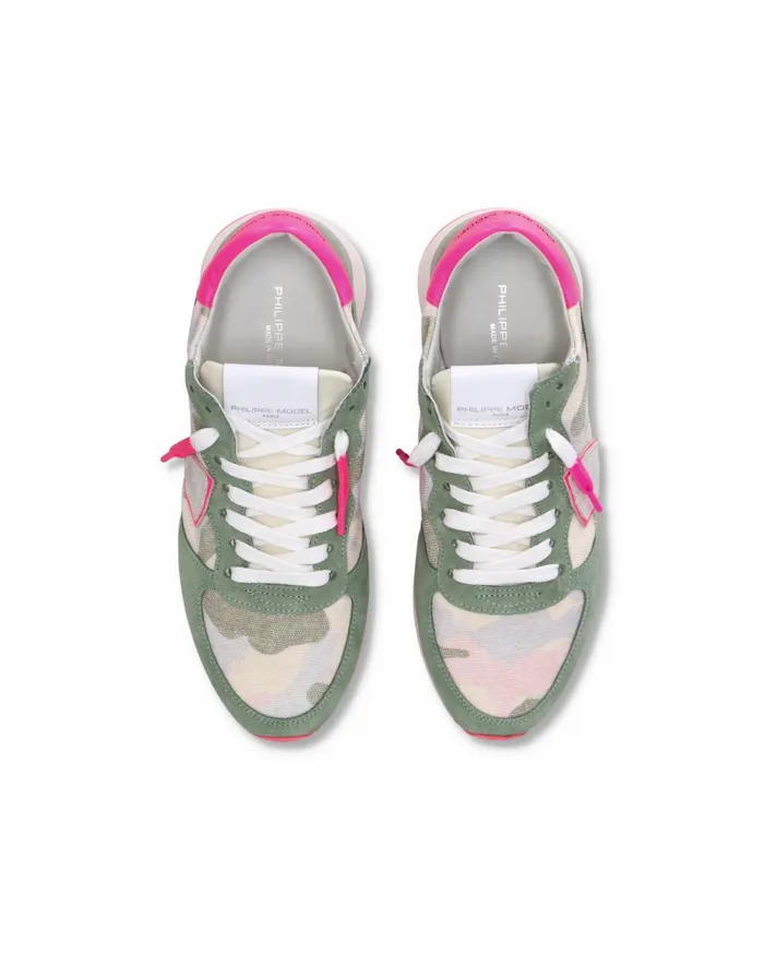 Women Trpx Sneakers Green And Fuchsia Shoes Philippe Model Paris Low