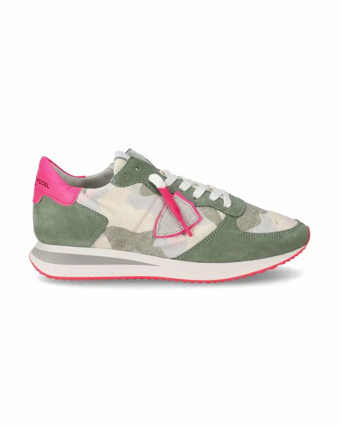 Women Trpx Sneakers Green And Fuchsia Shoes Philippe Model Paris Low