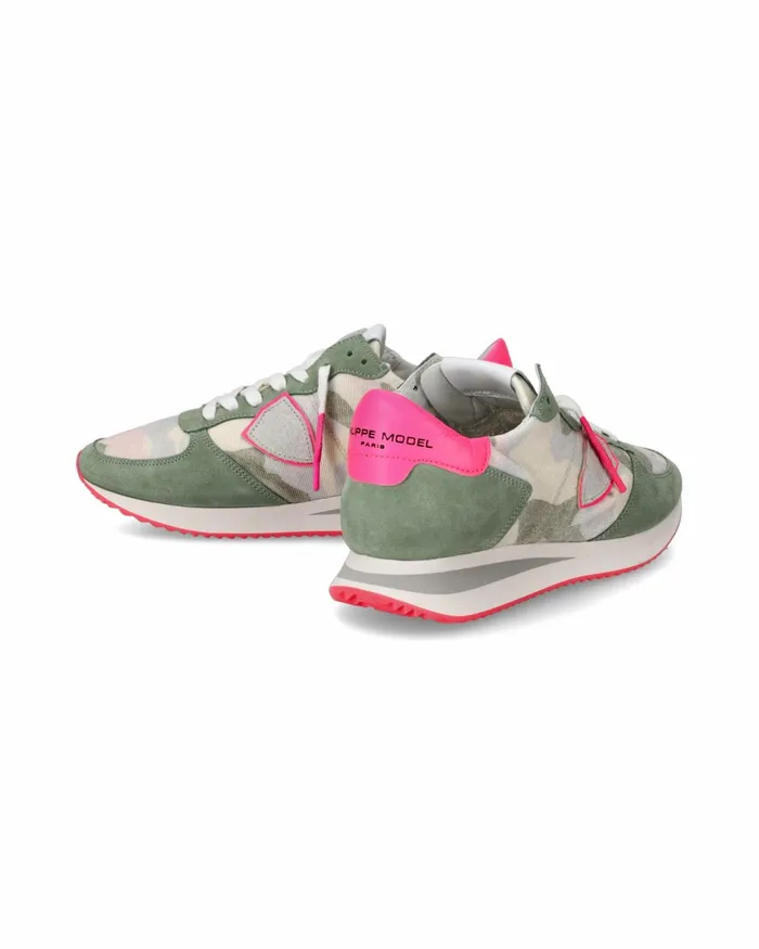 Women Trpx Sneakers Green And Fuchsia Shoes Philippe Model Paris Low