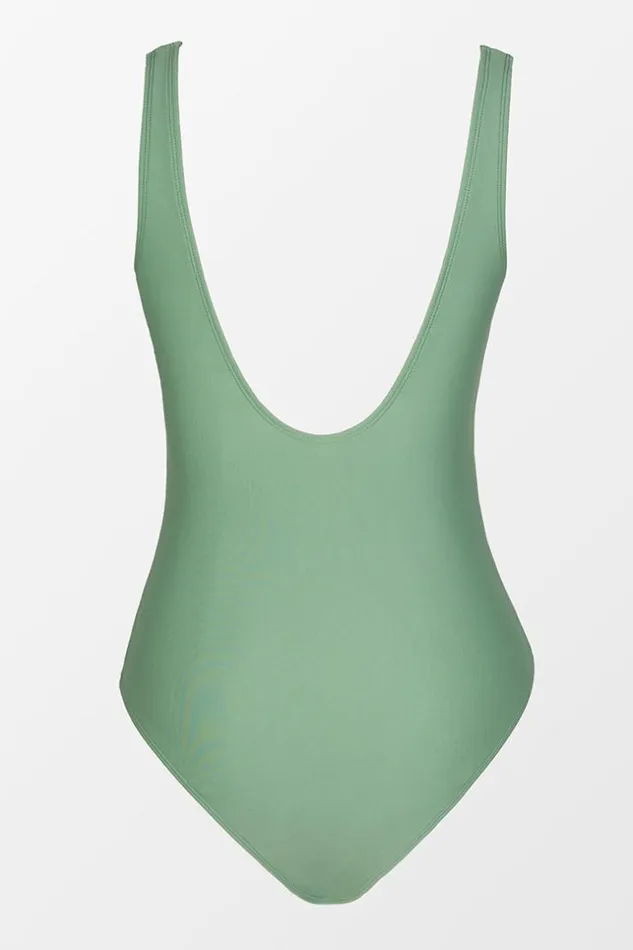 Women Tummy Control Swimsuits Cupshe Forest Adventure Solid Wrap Front One Piece Swimsuit Green