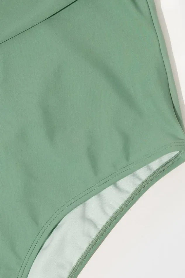 Women Tummy Control Swimsuits Cupshe Forest Adventure Solid Wrap Front One Piece Swimsuit Green