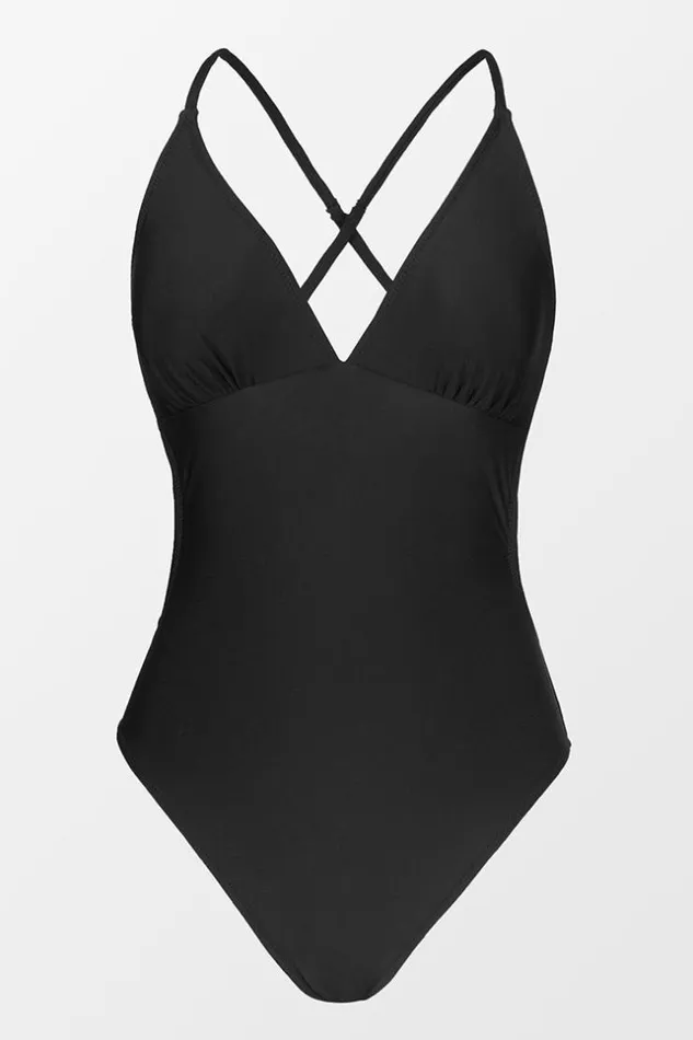 Women Tummy Control Swimsuits Cupshe Kasey Cutout Back One Piece Swimsuit Black