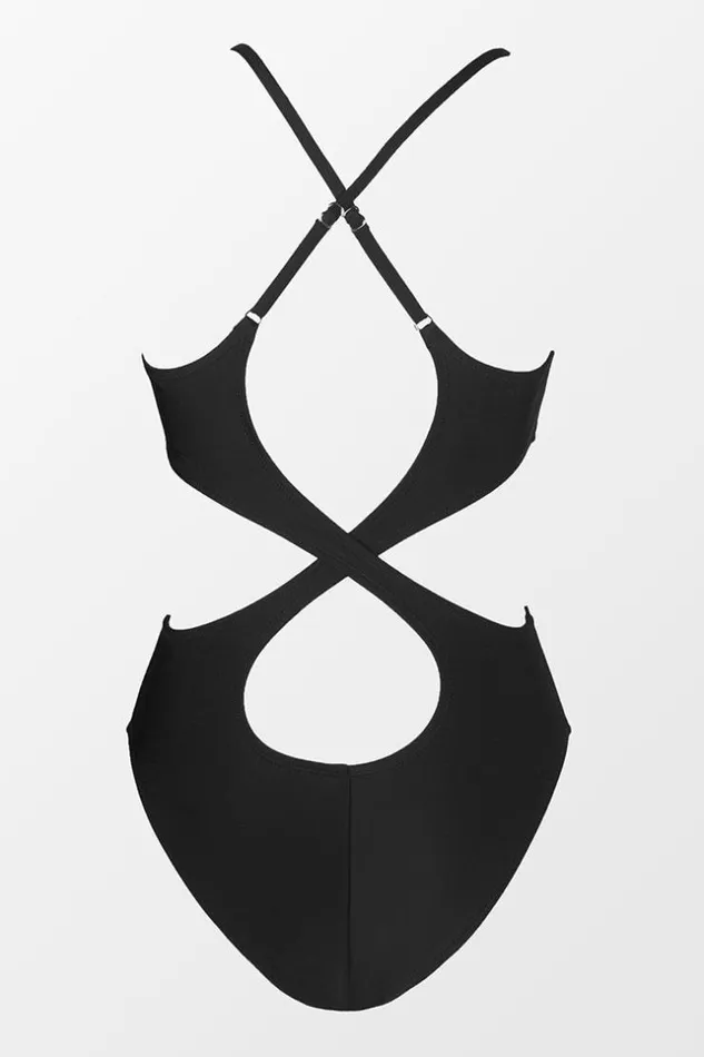Women Tummy Control Swimsuits Cupshe Kasey Cutout Back One Piece Swimsuit Black
