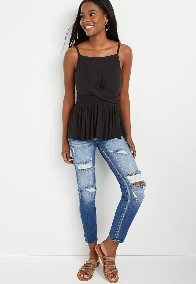 Women Twist Front High Neck Tank Top Maurices Tops