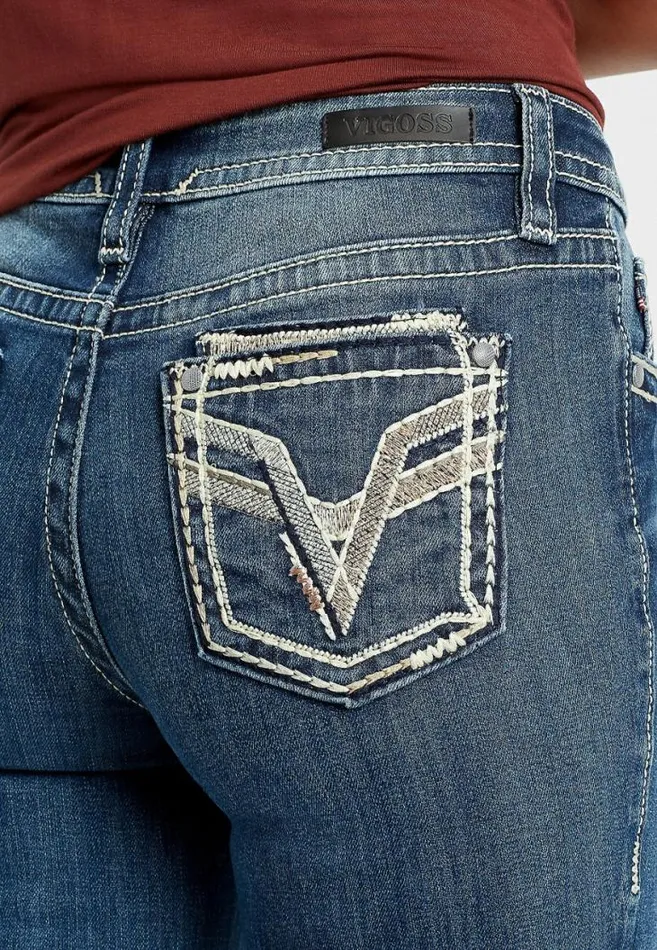 Women Vigoss High Rise Medium Gold Stitch Skinny Jean Maurices Jeans