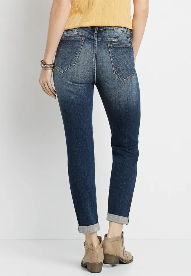 Women Vigoss Thompson Dark Destructed Boyfriend Jean Maurices Jeans