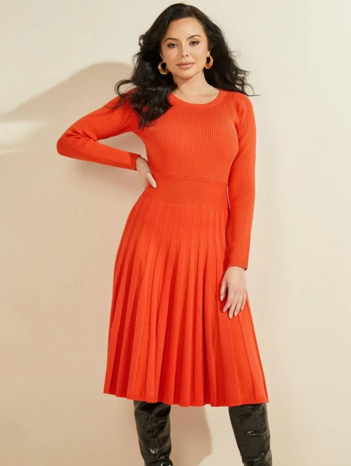 Women Wavelength Sweater Dress Ochre Playfull Marciano Dresses