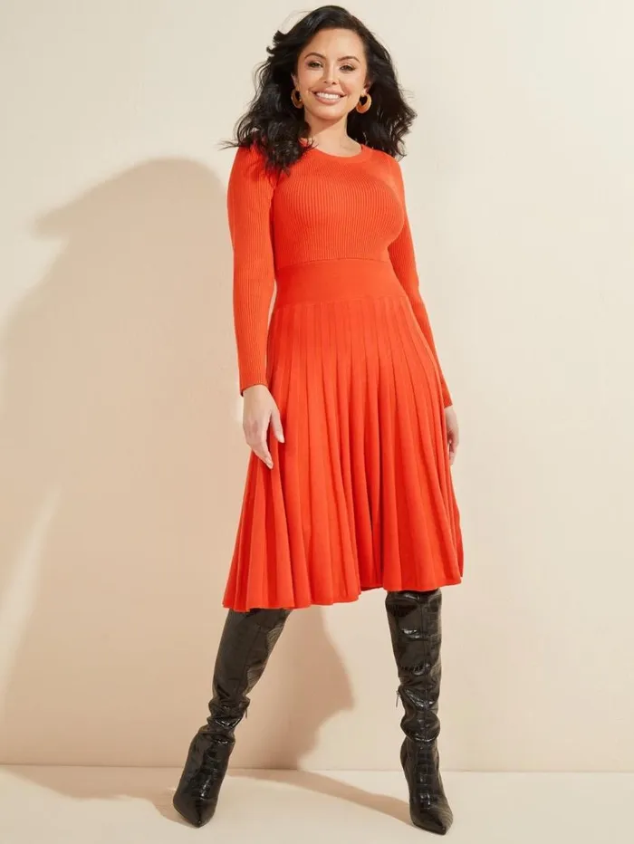 Women Wavelength Sweater Dress Ochre Playfull Marciano Dresses Women Wavelength Sweater Dress Ochre Playfull Marciano Dresses