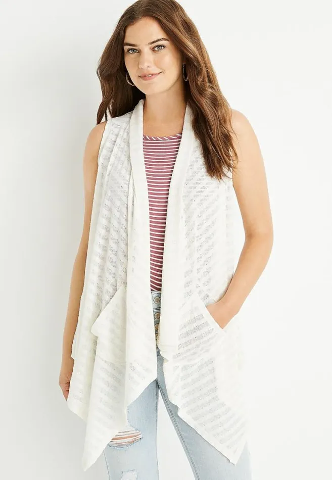 Women White Pocket Duster Vest Maurices Tops