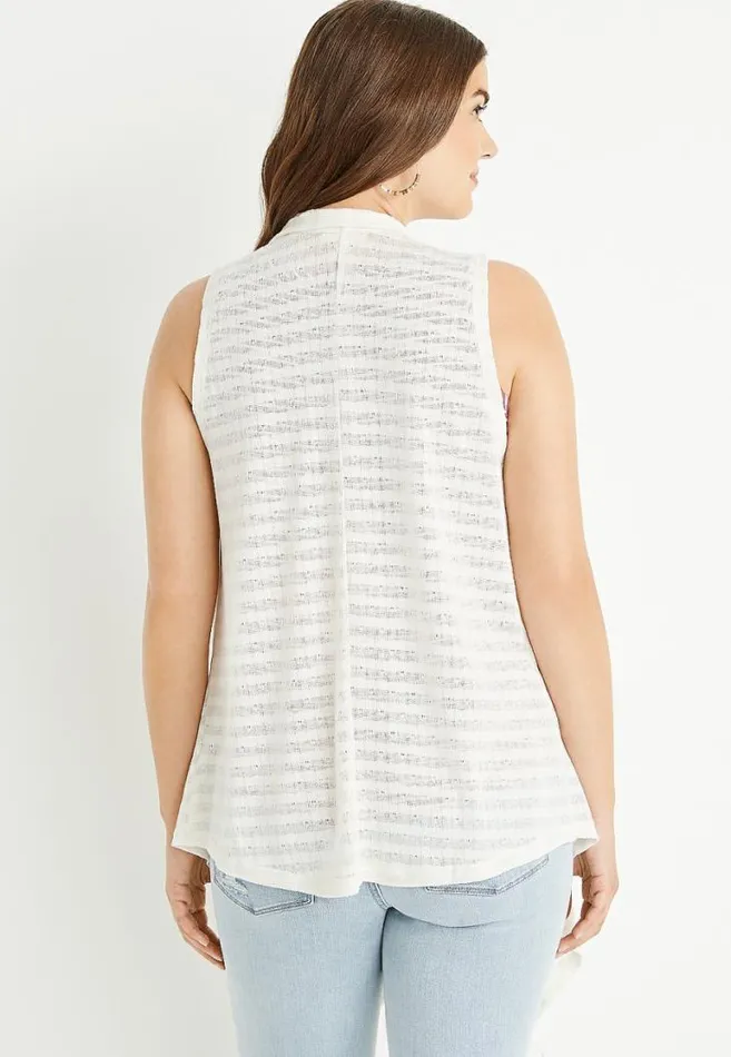Women White Pocket Duster Vest Maurices Tops