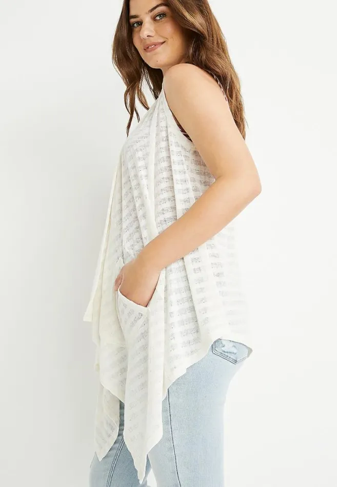 Women White Pocket Duster Vest Maurices Tops