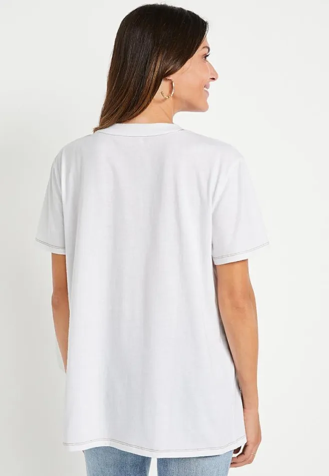 Women White Tahoe Oversized Graphic Tee Maurices Tops