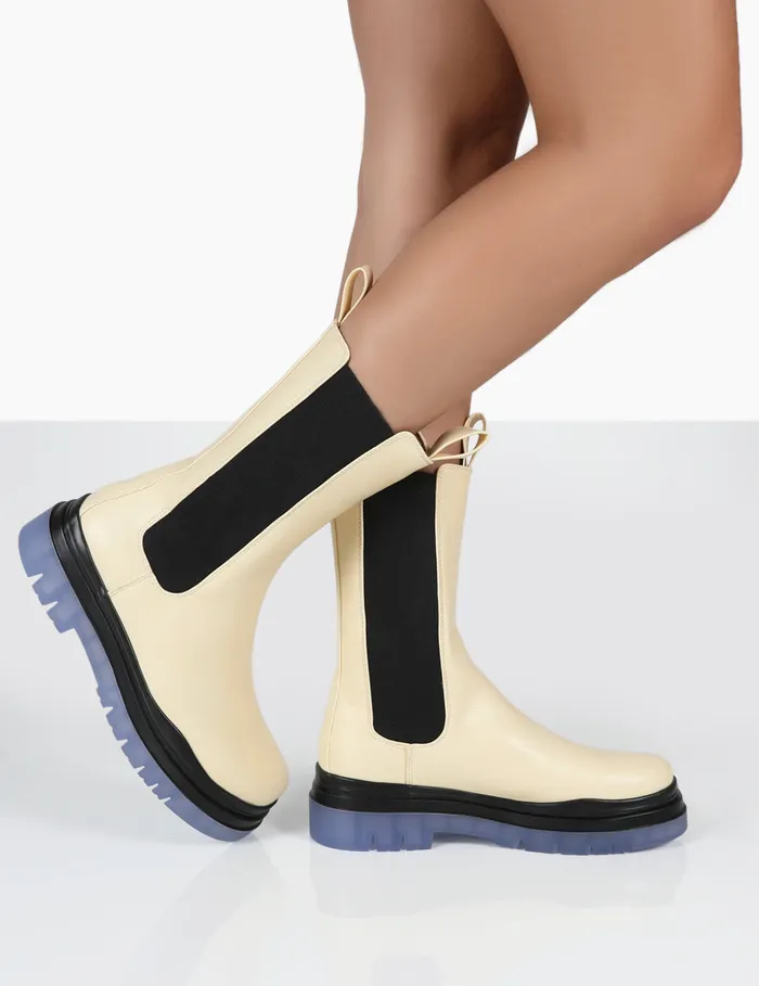 Women Winter Cream Ankle Chelsea Boots Ecru Public Desire Ankle Boots