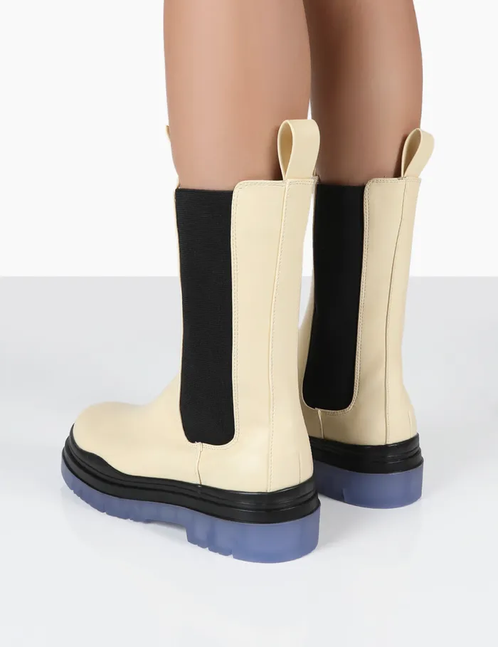 Women Winter Cream Ankle Chelsea Boots Ecru Public Desire Ankle Boots