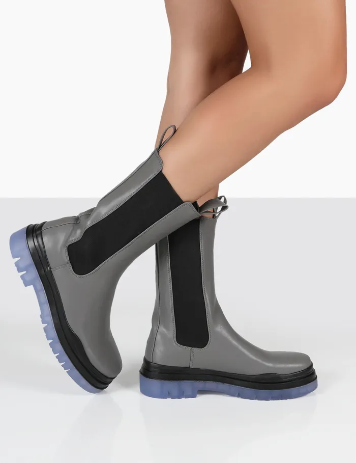 Women Winter Grey Ankle Chelsea Boots Grey Public Desire Ankle Boots