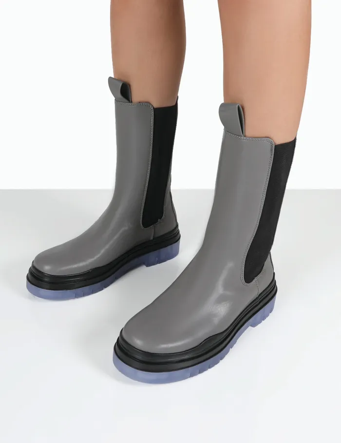 Women Winter Grey Ankle Chelsea Boots Grey Public Desire Ankle Boots