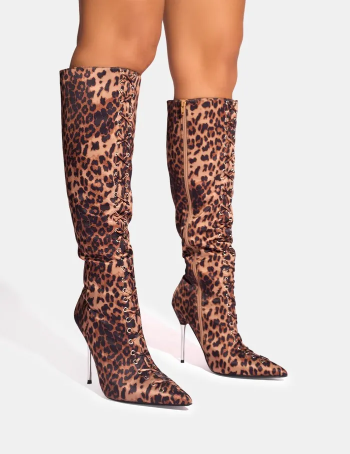 Women Witchcraft Leopard Lace Up Knee High Boots Leopard Public Desire Knee High Boots Women Witchcraft Leopard Lace Up Knee High Boots Leopard Public Desire Knee High Boots