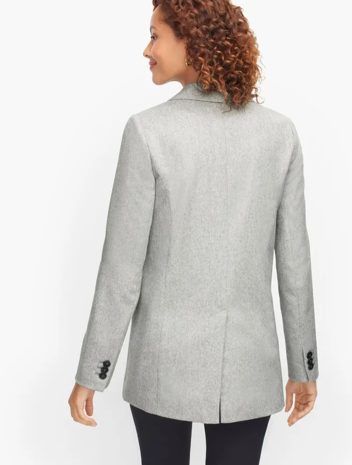 Women Wool Talbots Long Wool Blend Blazer Greynatural