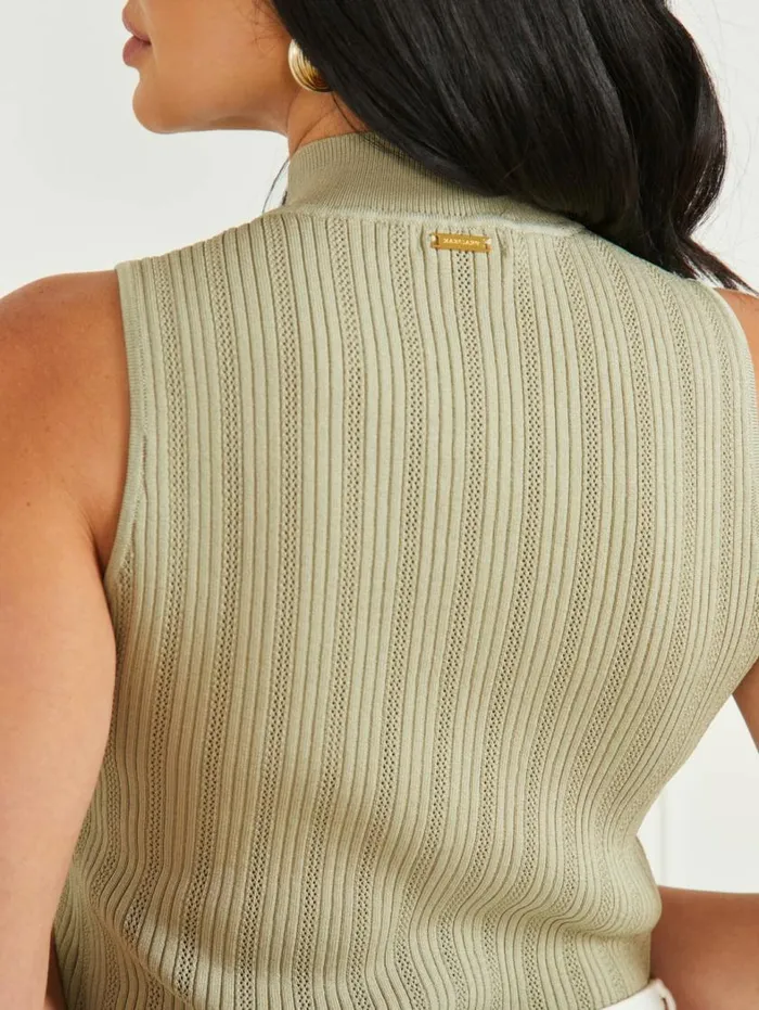 Women Zoe High Neck Tank Sage Garden Marciano Tops And Sweaters Women Zoe High Neck Tank Sage Garden Marciano Tops And Sweaters