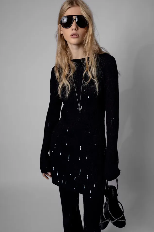 Zadig and Voltaire Dresses JENNA LUREX DRESS ENCRE 8211 Women Zadig and Voltaire Dresses JENNA LUREX DRESS ENCRE 8211 Women