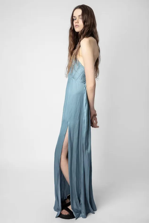 Zadig and Voltaire Dresses RAYONNE SATIN DUSTY BLUE 8211 Women