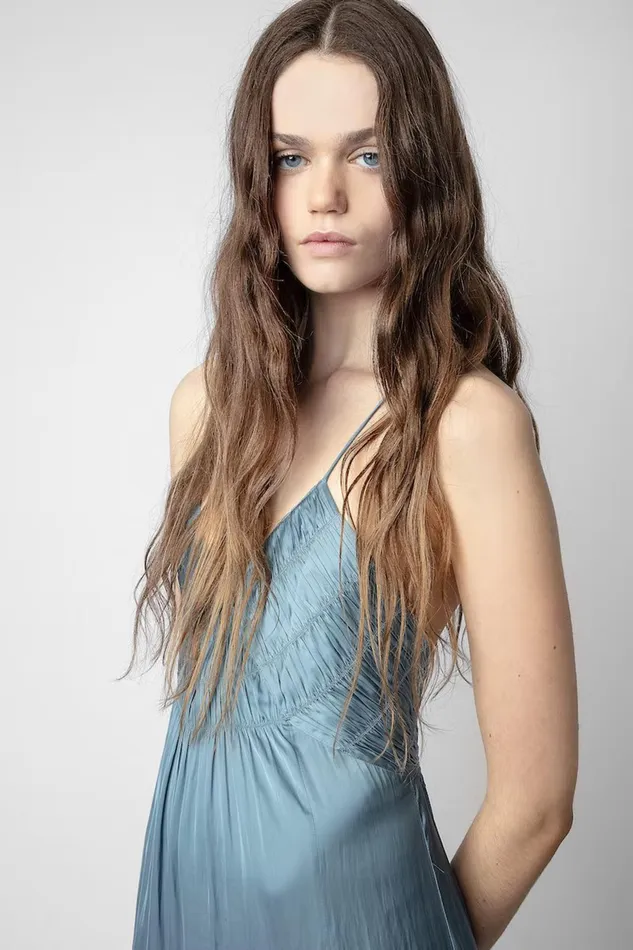 Zadig and Voltaire Dresses RAYONNE SATIN DUSTY BLUE 8211 Women Zadig and Voltaire Dresses RAYONNE SATIN DUSTY BLUE 8211 Women
