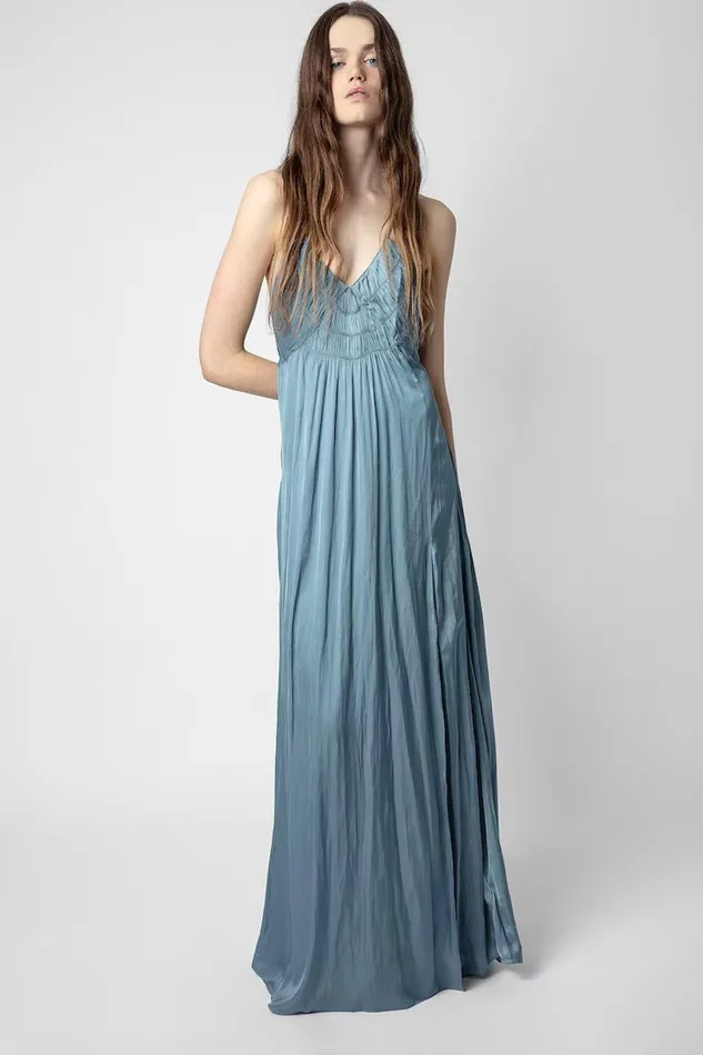 Zadig and Voltaire Dresses RAYONNE SATIN DUSTY BLUE 8211 Women Zadig and Voltaire Dresses RAYONNE SATIN DUSTY BLUE 8211 Women