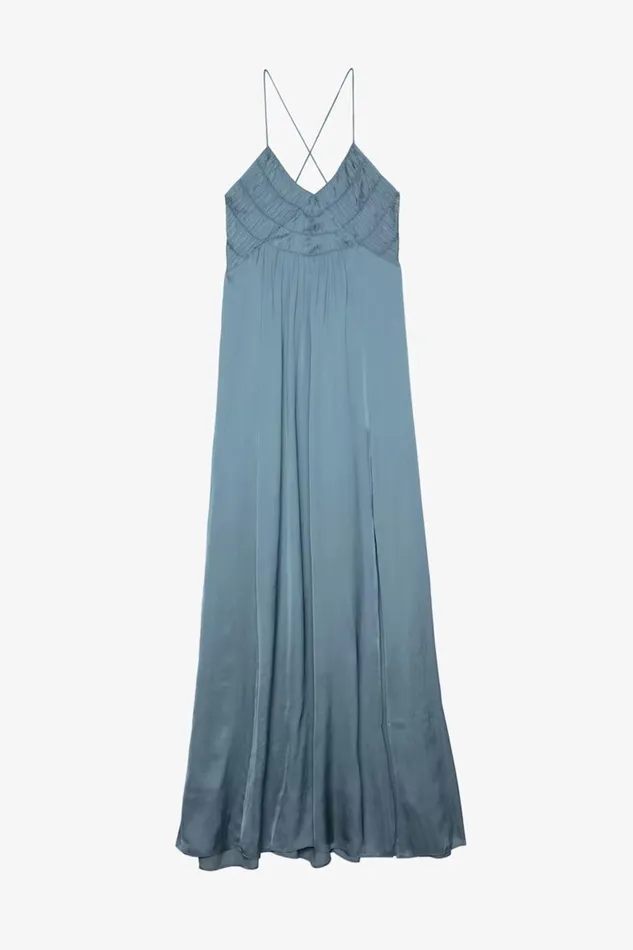 Zadig and Voltaire Dresses RAYONNE SATIN DUSTY BLUE 8211 Women Zadig and Voltaire Dresses RAYONNE SATIN DUSTY BLUE 8211 Women