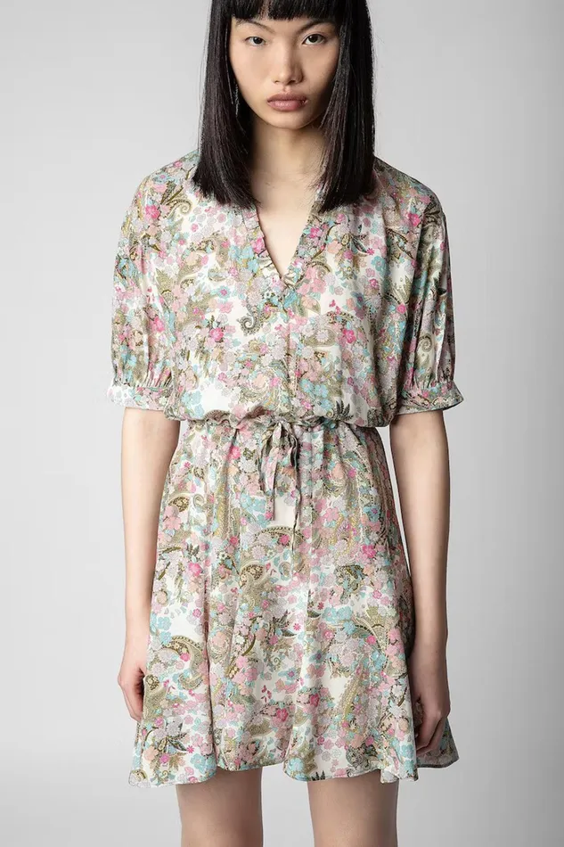 Zadig and Voltaire Dresses REMOVE YOKO CREAM PRINT 8211 Women