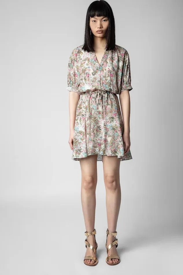 Zadig and Voltaire Dresses REMOVE YOKO CREAM PRINT 8211 Women Zadig and Voltaire Dresses REMOVE YOKO CREAM PRINT 8211 Women