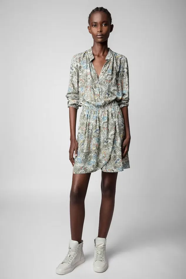 Zadig and Voltaire Dresses RINKA BRIT FLOWER KHAKI PRINT 8211 Women