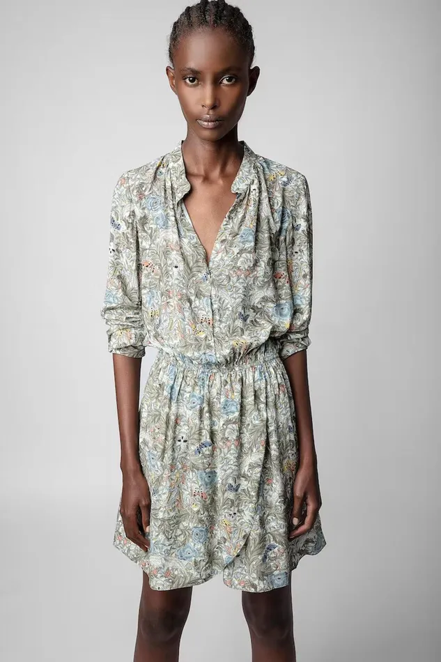 Zadig and Voltaire Dresses RINKA BRIT FLOWER KHAKI PRINT 8211 Women Zadig and Voltaire Dresses RINKA BRIT FLOWER KHAKI PRINT 8211 Women